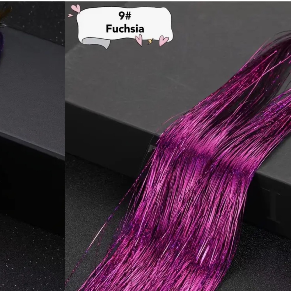Hair Tinsel, CHOOSE TWO COLORS, Glitter Fairy Hair, NIP🤩, Temporary Hair Color - Picture 9 of 9